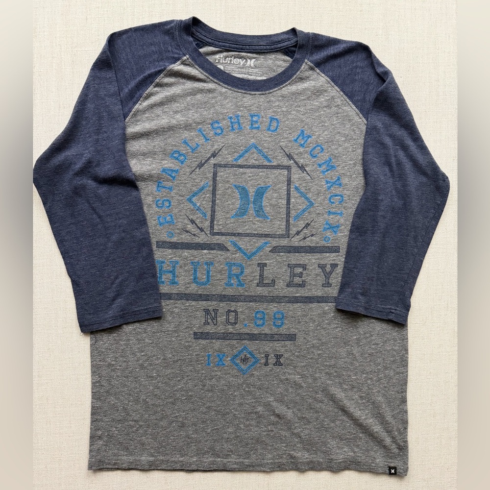 Hurley Gray and Blue Raglan Shirt
